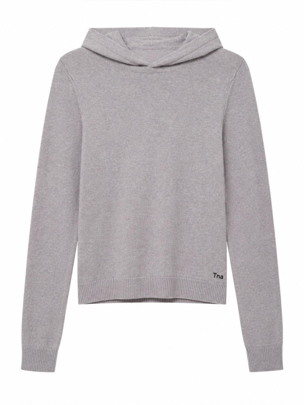 Aritzia TNA Adri Merino Wool Knit Hoodie Sweater Heather Chrome Size Small NWT